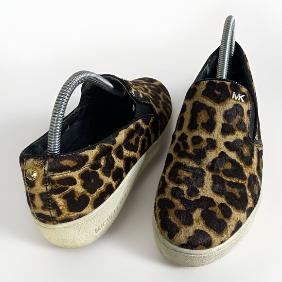 Michael Kors Keaton Leopard Real Calf Hair Slip-On Sneaker Women’s Size 8 1/2 - Picture 3 of 10